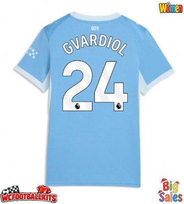 Manchester City Josko Gvardiol #24 Replica Home Stadium Shirt for Women 2026-27 Short Sleeve